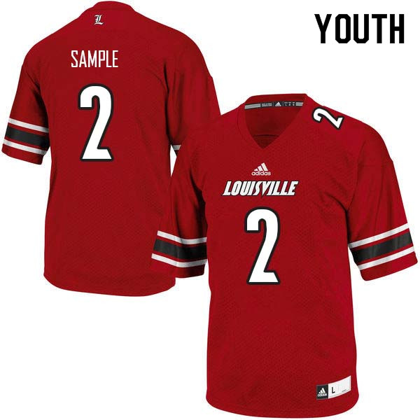 Youth Louisville Cardinals #2 James Sample College Football Jerseys Sale-Red - Click Image to Close